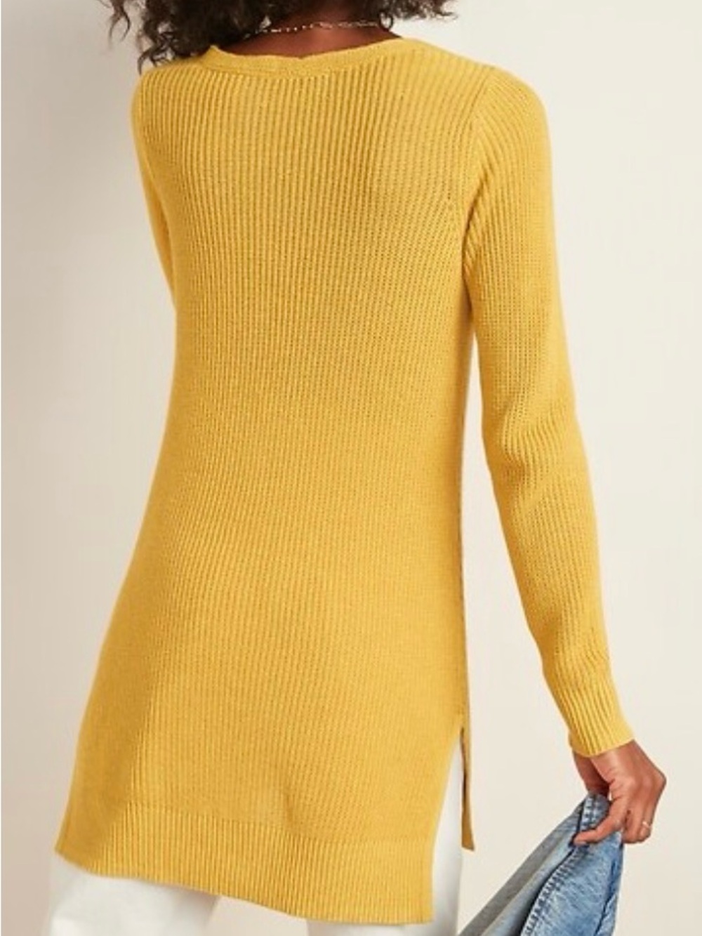 Old Navy Yellow Ribbed V-Neck Sweater (NWT) - Picture 3 of 16